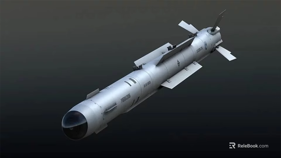 Silver Military Missile Featuring Aerodynamic Fins And Tactical Design For Warfare 3d model 