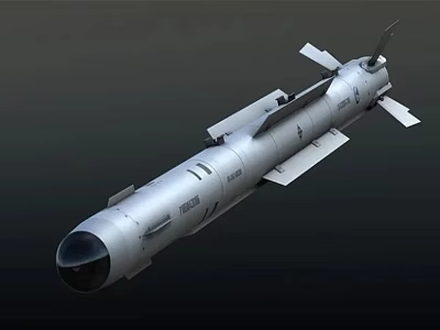 Silver Military Missile Featuring Aerodynamic Fins And Tactical Design For Warfare 3d model