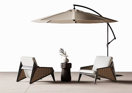 Modern Outdoor Leisure Chair Outdoor Table and Chair Rattan Chair Sunshade Umbrella 3d model