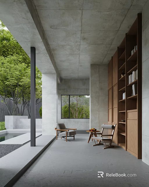 Modern Courtyard Garden With Relaxing Seating And Greenery 3d model 