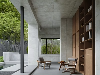 Modern Courtyard Garden With Relaxing Seating And Greenery 3d model