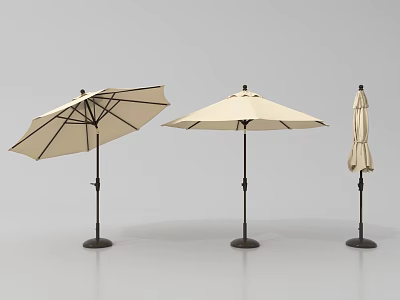 Outdoor Patio Canopy Umbrella With Steel Frame In Open And Closed Styles 3d model
