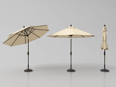 Outdoor Patio Canopy Umbrella With Steel Frame In Open And Closed Styles 3d model