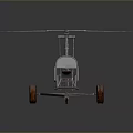Lightweight Metal Frame Aircraft With Horizontal Wing Three Red Wheels And Seat