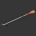 Orange And Silver Lawn Trimmer With Long Shaft Cutting Head And Handle
