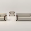 Modern Sofa Set Featuring Two Seater Sofa Single Armchairs Light Upholstery Wooden Frames 3d model