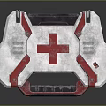 Red Cross Medical Tech Device With Metallic Design And Control Elements 3d model
