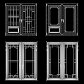 Black Modern Casement Windows with Decorative Traditional Grid Design Frames 3d model