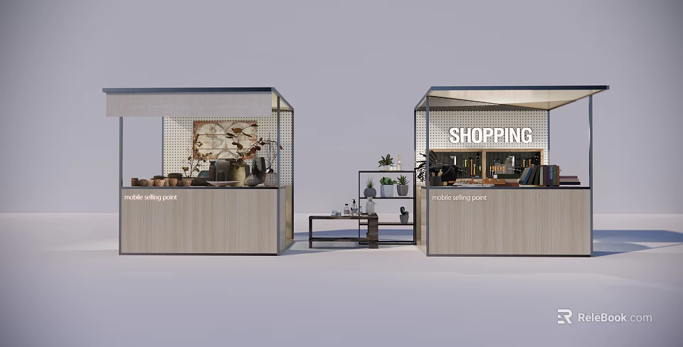 Modern Shopping Space Interior With Glass Structure Cozy Seating And Decorative Plants 3d model 