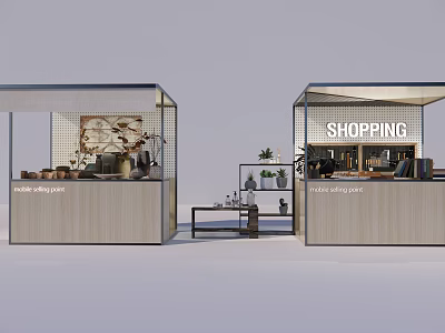 Modern Shopping Space Interior With Glass Structure Cozy Seating And Decorative Plants 3d model