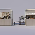 Modern Shopping Space Interior With Glass Structure Cozy Seating And Decorative Plants