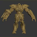 3D Rendered Mechanical Warrior Character With Detailed Golden Armored Exoskeleton 3d model