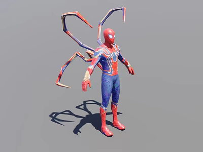 Spider Man In Red And Blue Suit As Game And Movie Character With Mechanical Arms 3d model