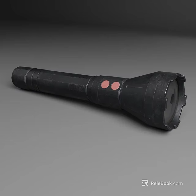 Black Flashlight Daily Electrical Appliance With Red Buttons And Durable Design 3d model
