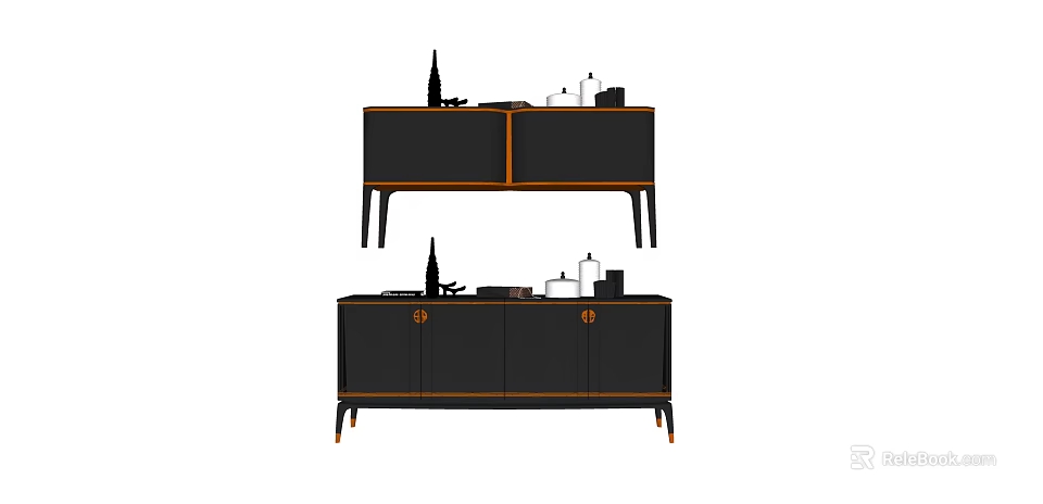 Modern Entryway Cabinet And Sideboard With Wooden Frame And Metal Legs Design 3d model 