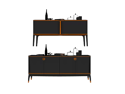 Modern Entryway Cabinet And Sideboard With Wooden Frame And Metal Legs Design 3d model
