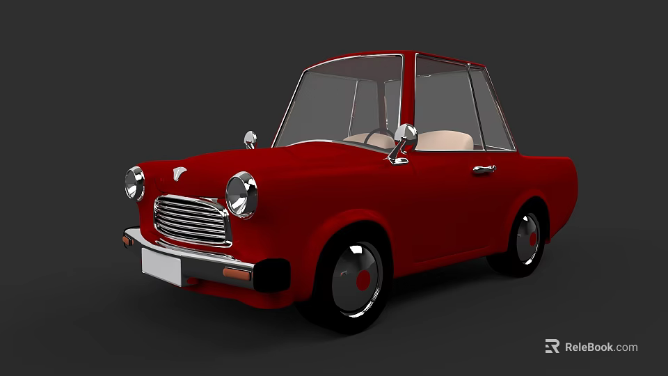 Red Vintage Classic Car With Retro Design And Chrome Accents 3d model 