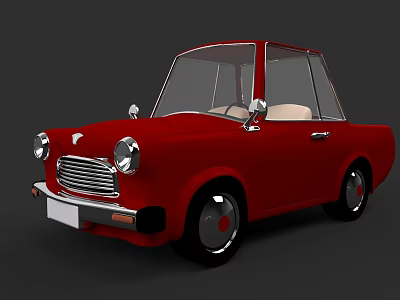 Red Vintage Classic Car With Retro Design And Chrome Accents 3d model