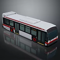 Modern City Public Transport Bus With White Red Exterior Windows Doors And Roof Design