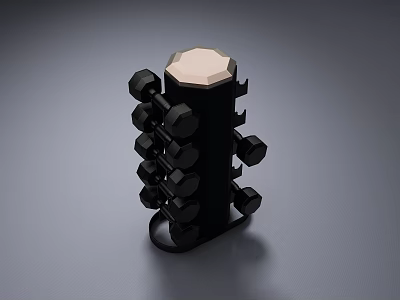 Sturdy Dumbbell Rack With Multiple Black Dumbbells For Home Gym Storage 3d model