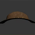 Classic Brown Leather Cowboy Hat With Decorative Metal Studs Around Brim