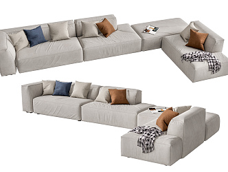 Modern corner sofa multiplayer sofa 3d model