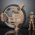Futuristic Circular Spacecraft With Robonaut For Advanced Space Exploration Mission