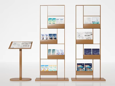 Modern Display Shelves With Brochures And Side Information Podium Stand 3d model