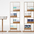 Modern Display Shelves With Brochures And Side Information Podium Stand