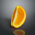 Juicy Fresh Vibrant Orange Slice On Black Background With Reflection