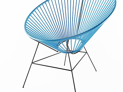Blue Woven Modern Outdoor Chair With Black Metal Frame For Patio Garden Use 3d model