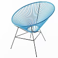 Blue Woven Modern Outdoor Chair With Black Metal Frame For Patio Garden Use
