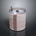 Industrial Equipment Cylindrical Storage Tank With Metal Guardrail Ladder And Top Structure