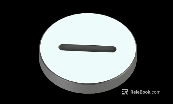 White Circular Object With Central Rectangular Slot Simple Design 3d model 