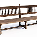 Outdoor Wooden Bench With Carved Slatted Back And Rustic Leg Design