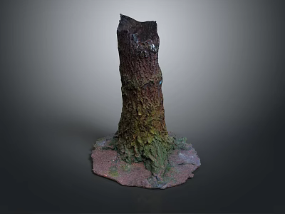 Wooden And Stone Decorative Tree Stump Sculpture With Natural Bark Texture And Solid Base 3d model