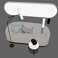 Modern Light Colored Sectional Sofa With Pillows Floor Lamp Round Side Table And Decorative Ball 3d model