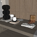 Modern Table Ornaments Books Glasses Newspaper Plate Table 3d model