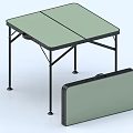 Portable Folding Table With Green Tabletop Black Frame And Storage Case 3d model