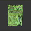 Detailed Miniature Shop Model With Green Awning Glass Window Display And Shelved Goods