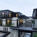 Modern Townhouse Exterior Design With Courtyard Pool Steps And Rock Shaped Wall