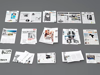 Various Magazines And Newspapers With Different Covers And Content Layouts 3d model
