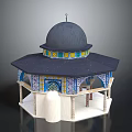 Traditional Dome Building Featuring Colorful Tile Decoration Octagonal Structure White Base And Columns