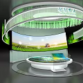 Smart Agriculture Exhibition Booth Design With Circular Structure Green Decorations And Large Screen 3d model