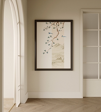 Flower and Bird Decorative Painting Hanging Painting New Chinese Style Hanging Painting 3d model