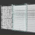 Neatly Stacked Household Items Storage With Metal Shelves And Various Colored Bags