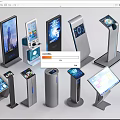 Diverse Self Service Kiosks As Public Facilities With Touchscreen And Stand Designs
