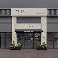 YIJIE Beauty Hair Salon Modern Storefront With Glass Doors And Potted Plants