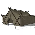 Traditional Outdoor Canvas Camping Tent With Wooden Pole Support And Entrance