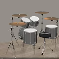 Modern Complete Drum Kit With Multiple Drums Cymbals And Stool For Home Music Room
